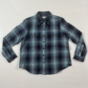 Outerknown Blanket Shirt Women Blue Plaid Button Down Organic Cotton M/L